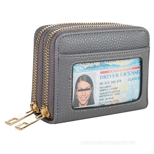 Heaye Card Case Wallet with ID Window Zipper Small
