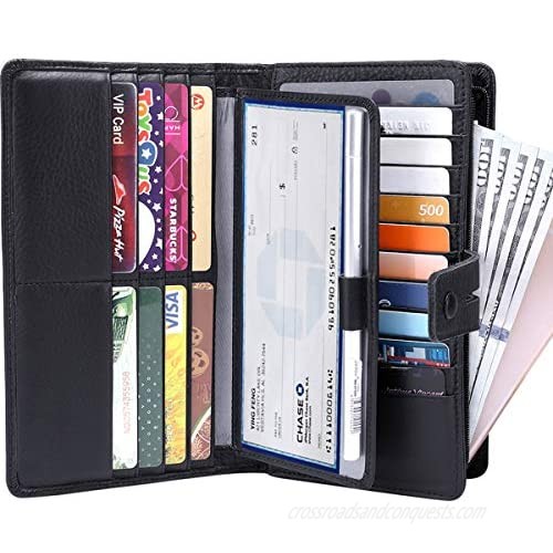 Itslife Womens Wallet Large Capacity RFID Blocking Leather Wallets Credit Cards Organizer Ladies Wallet with Checkbook Holder