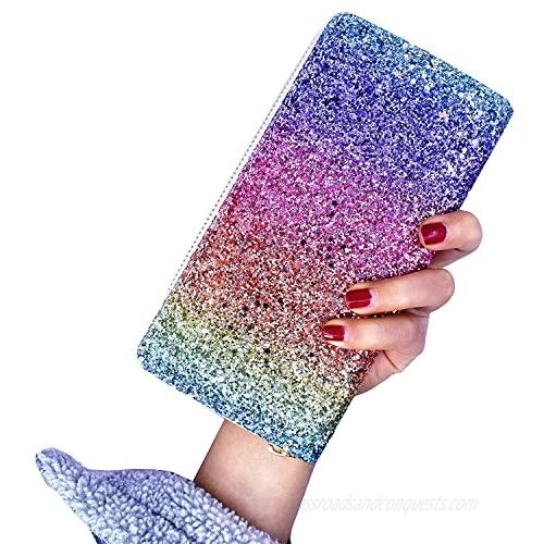 Kukoo Glitter Wallet for Women Shiny Long Phone Clutch Purse Ladies Card Holder