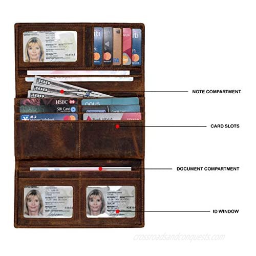 Leather Wallets for Women - RFID Blocking Checkbook Wallet with Credit Card Slots
