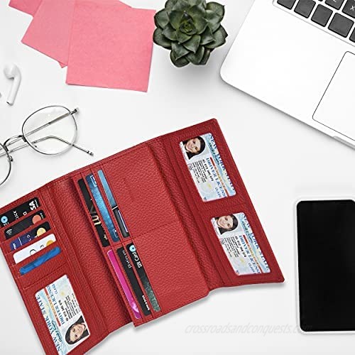 Leather Wallets For Women RFID Blocking Large Capacity Credit Card Clutch Purses