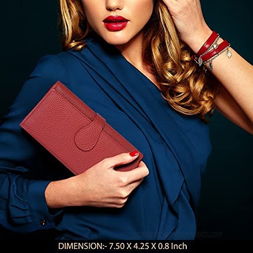 Leather Wallets For Women RFID Blocking Large Capacity Credit Card Clutch Purses
