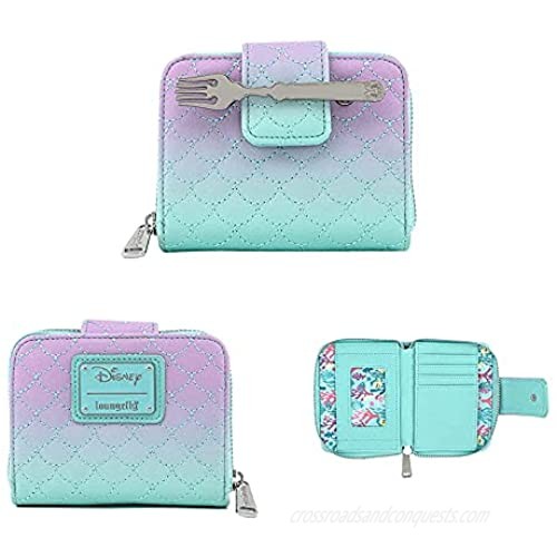 Little Mermaid Ombre Scales Zip Around Wallet with Fork Clasp Accessory  5 x 4 Inches