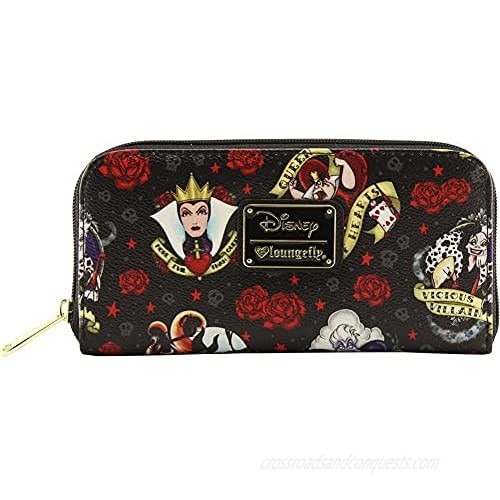 Loungefly Disney Villians Roses Tattoo All Over Print Wallet