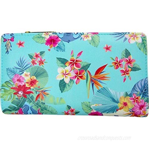 Loungefly x Disney Lilo & Stitch Mint Floral Allover Print Zip-Around Wallet