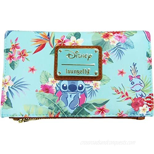 Loungefly x Disney Lilo & Stitch Mint Floral Allover Print Zip-Around Wallet