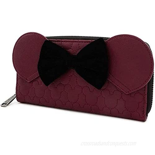 Loungefly x Minnie Mouse Quilted Zip-Around Wallet with Velvet Bow