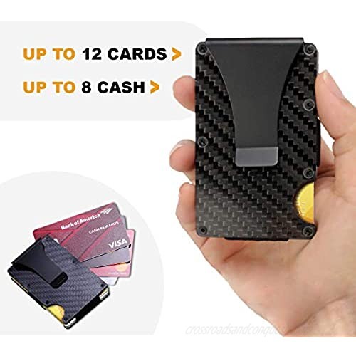 Minimalist Carbon Fiber Wallet HEMIX Front Pocket Slim Wallet - Mens Fibre Business Wallet - RFID Blocking - Metal Card Holder for Man