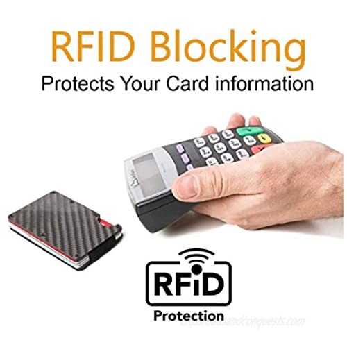 Minimalist Carbon Fiber Wallet HEMIX Front Pocket Slim Wallet - Mens Fibre Business Wallet - RFID Blocking - Metal Card Holder for Man