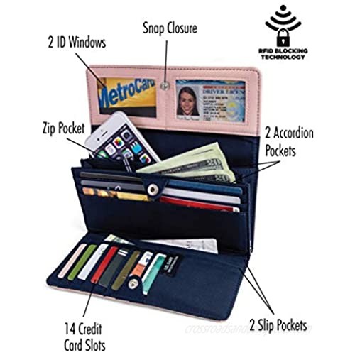 Nautica Money Manager RFID Women’s Wallet Clutch Organizer (Petal PInk)