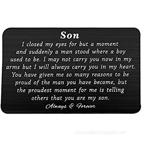 PLITI to My Son Wallet Card Proud of You Gifts I Closed My Eyes for A Moment Engraved Wallet Card for Son for Men