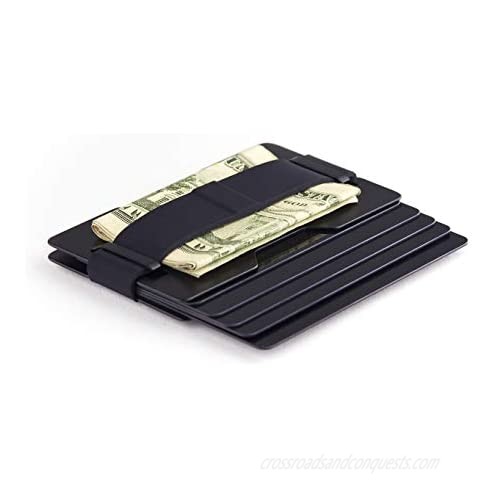 Radix One Black Steel - RFID Blocking Minimalist Front Pocket Ultra Thin Strong Wallet Money Clip