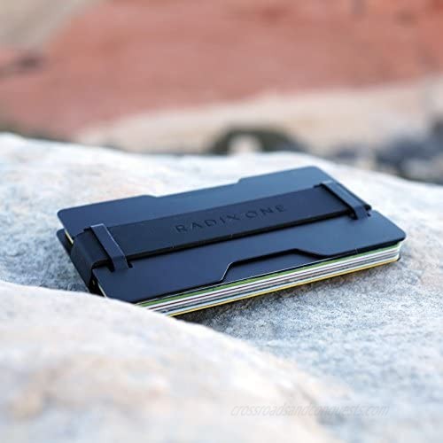 Radix One Black Steel - RFID Blocking Minimalist Front Pocket Ultra Thin Strong Wallet Money Clip