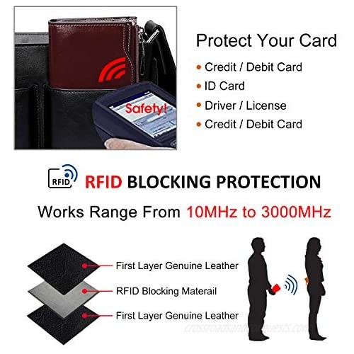 S-ZONE Women RFID Blocking Genuine Leather Clutch Wallet Purse Card Holder Organizer