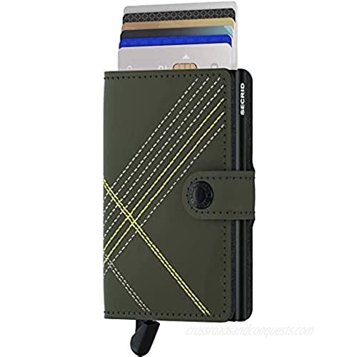SECRID - Secrid Men's Mini Stitch Linea Lime Leather Wallet With Rfid Card Protector