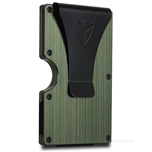 Slim Wallet for Men RFID Blocking Aluminum Wallet Carbon Fiber Card Case Metal Wallet Minimalist Front Pocket Card Holder (Army Green)