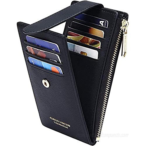Slim Wallet for Women RFID Bifold Small Card Holder Wallet with Zipper Small Wallets for Women