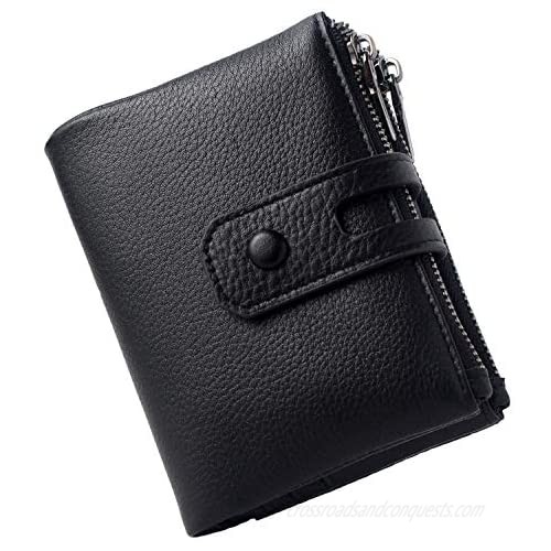 Small Leather Wallet for Women  RFID Blocking Women's Credit Card Holder Ladies Mini Purse Double Zipper Pocket