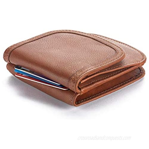 Taxi Wallet - Soft Leather Walnut w/Brn Sugar – A Simple Compact Front Pocket Folding Wallet that holds Cards Coins Bills ID – for Men & Women