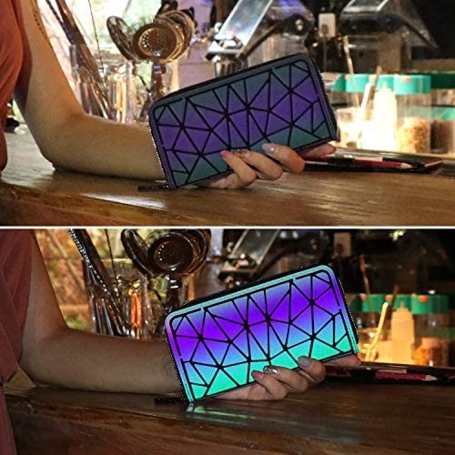 Tikea Women Purse - Geometric Wallet for Women Girls Portable Fashion Fancy Bag Multi Card Case Luminous or Cork