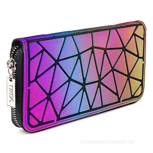 Tikea Women Purse - Geometric Wallet for Women Girls Portable Fashion Fancy Bag Multi Card Case  Luminous or Cork