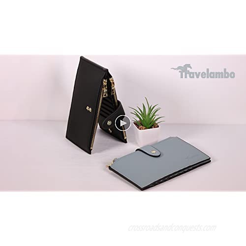 Travelambo Womens Walllet RFID Blocking Bifold Multi Card Case Wallet with Zipper Pocket