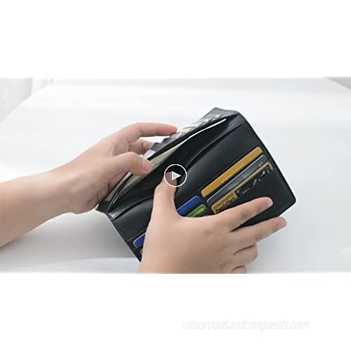 Ultra Slim Thin Leather RFID Blocking Credit Card Holder Bifold Clutch Wallets for Women