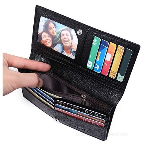 Wallets for Women RFID Blocking Ultra Slim Real Leather Credit Card Holder Clutch by GOIACII