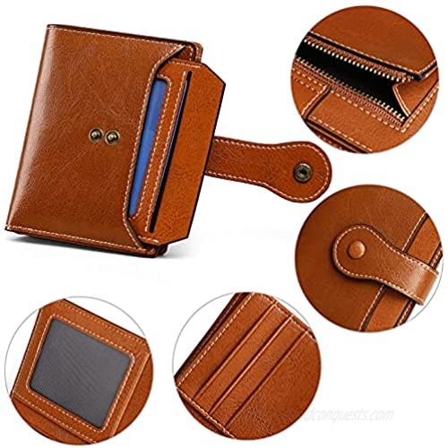 Women Genuine Leather Wallet RFID Blocking Small Wallets for Women with Zipper Coin Pocket ID Window Credit Card Slots Ladies Purse Wallets Coin Purse Elegant Gift Box (Brown)