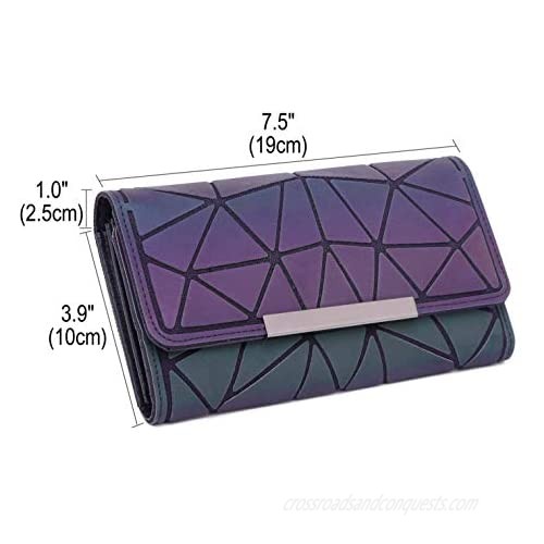 Women Holographic Wallet Geometric Luminous Wallets Lumikay Purse Long Wallet Flash Cross Body Bag