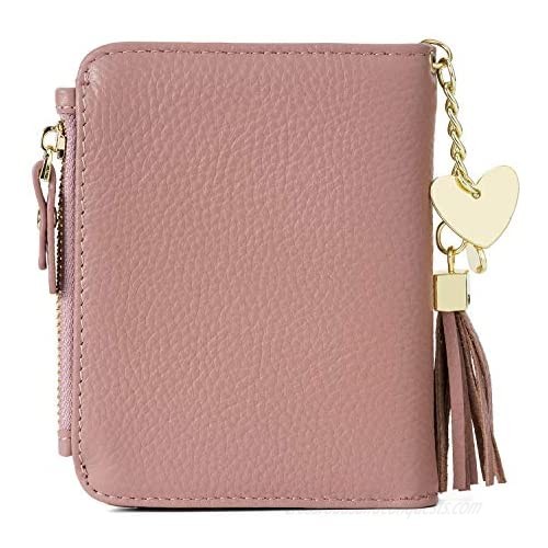 Women's RFID Mini Soft Leather Bifold Wallet With ID Window Card Sleeve Coin Purse