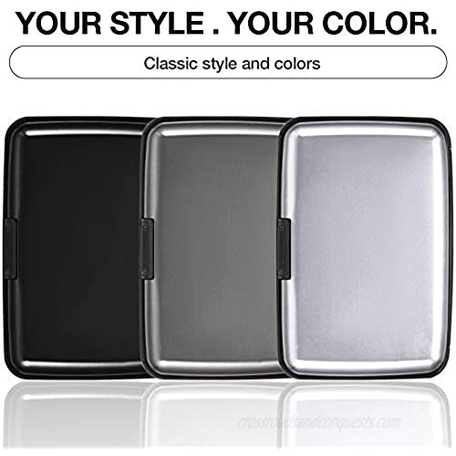 3 Pieces RFID Blocking Business Card Holder Slim Aluminum ID Card Protector Anti Theft Business Credit Card Wallet for Women Men 3 Colors (Black Gray Silver)