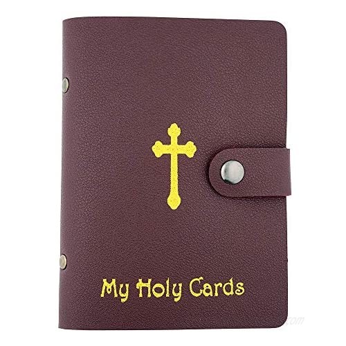 5" Leather Card Holder | Fits 20 Cards | Perfect for Your Favorite Holy Cards | 20 Protective Sleeves | Christian Home Goods