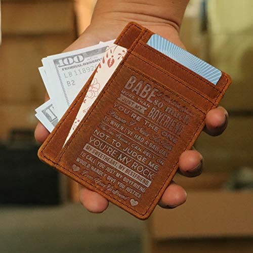 Ablibi Slim Minimalist Front Pocket RFID Blocking Leather Credit Card Holder Wallets for Boyfriend Mens Gifts