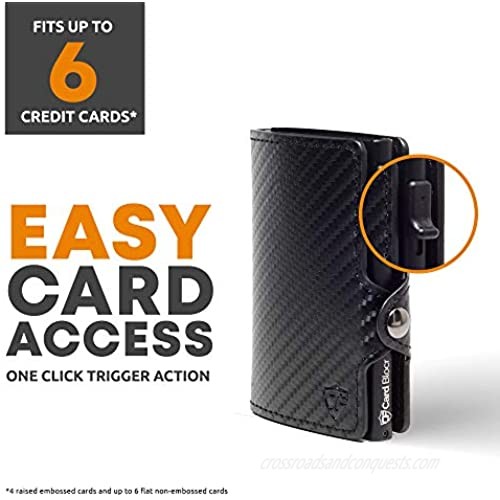 Card Blocr Card Slide Wallet Credit Card Holder Rfid Wallet Minimalist Card Holder PU Carbon Fiber Wallet Black - Conceal Plus