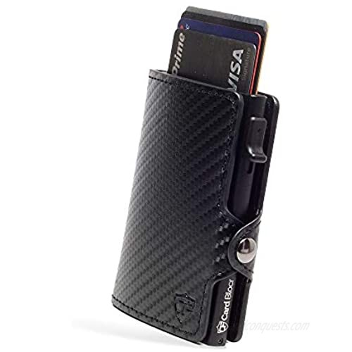 Card Blocr Card Slide Wallet  Credit Card Holder  Rfid Wallet Minimalist Card Holder PU Carbon Fiber Wallet  Black - Conceal Plus