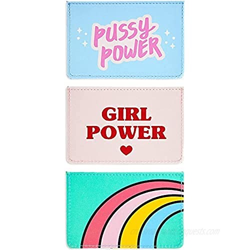 Card Holders for Women  Girl Power (4.25 x 2.8 in  3 Pack)