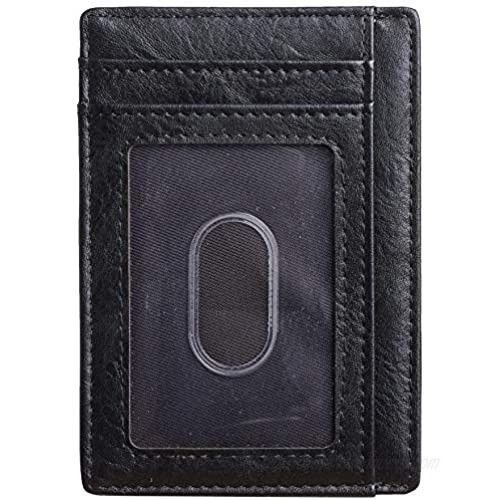 Chelmon Slim Wallet RFID Front Pocket Wallet Minimalist Secure Thin Credit Card Holder (Torn Black)