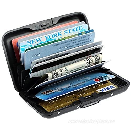 Credit Card Holder Aluminum Wallet RFID Blocking Slim Metal Hard Case (Pink Flamingos)