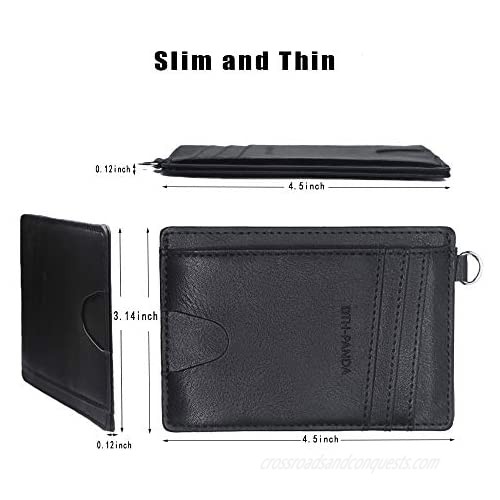 Credit Card Holder - Slim Leather RFID Card Wallet Case - Minimalist Front Pocket Purse for Men Women