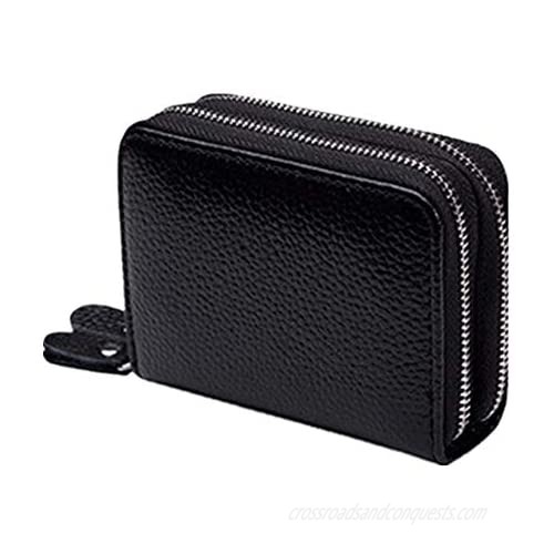 Credit Card Wallets for Women - RFID Blocking Business Card Holder Double Zipper Wallet with ID Window