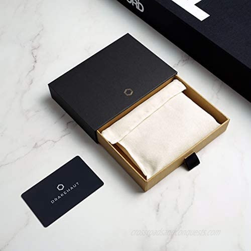 DRAKEHAUT Slim Epsom Genuine Leather Card Holder Minimalist RFID Blocking Credit Card Case - 5 CC