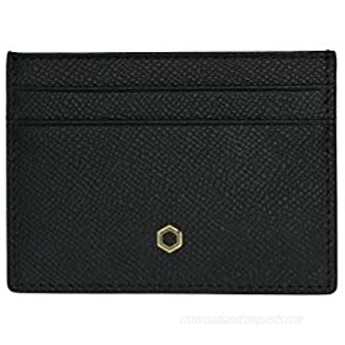 DRAKEHAUT Slim Epsom Genuine Leather Card Holder Minimalist RFID Blocking Credit Card Case - 5 CC