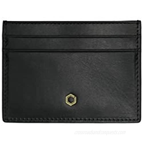 DRAKEHAUT Slim Italian Tann Genuine Leather Card Holder Minimalist RFID Blocking Credit Card Case - 5 CC