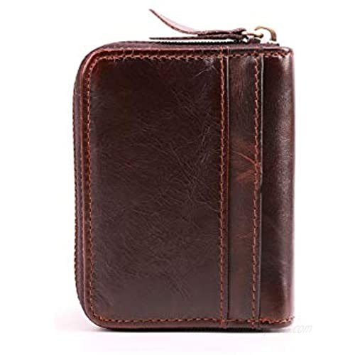 Earnda Credit Card Case wallet Rfid Blocking Card Holder for Women Genuine Leather Small Accordion Wallet Dark Brown