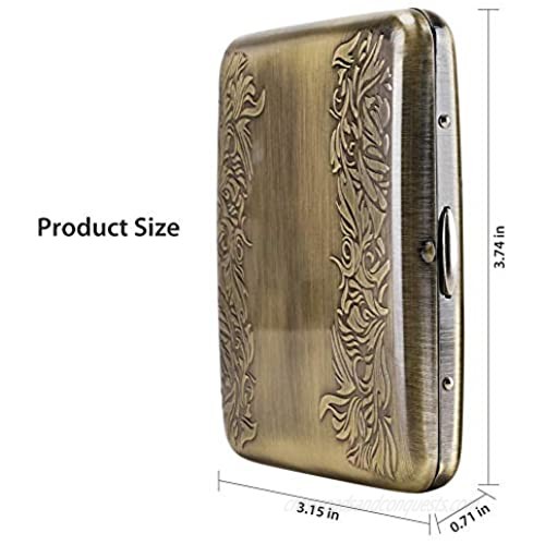 Elfish RFID Blocking Credit Card Protector Aluminum ID Case Hard Shell Business Card Holders Metal Wallet for Men or Women (Stainless Steel Bronze-A)
