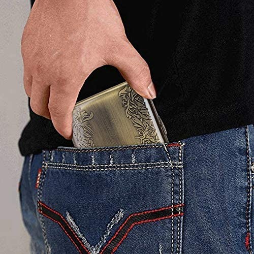 Elfish RFID Blocking Credit Card Protector Aluminum ID Case Hard Shell Business Card Holders Metal Wallet for Men or Women (Stainless Steel Bronze-A)