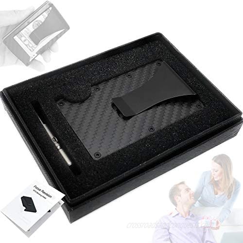 FOCUS REVISION Carbon Fiber Wallet with Money Clip - RFID Blocking - Minimalist Card Holder - Slim wallet - for Travel - for Men and Women's Gift (black)