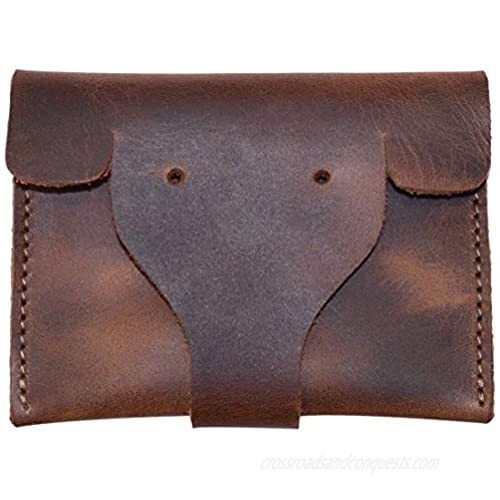 Hide & Drink  Leather Card Pouch Elephant / Coins & Folded Bills / Wallet / Cable Holder / USB / SD / Change  Handmade Includes 101 Year Warranty :: Bourbon Brown