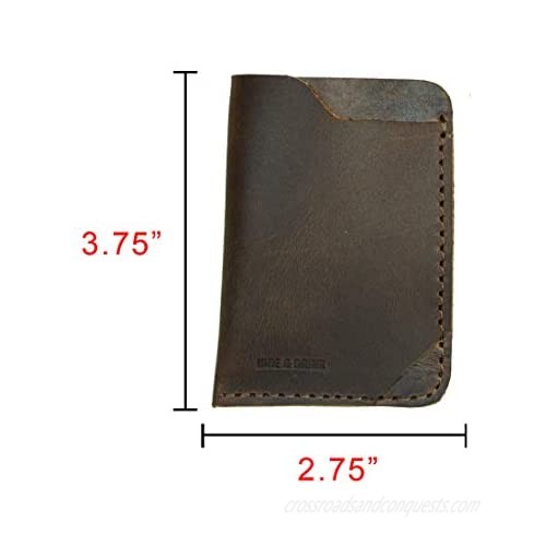 Hide & Drink Leather Front Pocket Card Holder Holds Up to 4 Cards Plus Folded Bills Cash Organizer Wallet Handmade Includes 101 Year Warranty :: Bourbon Brown